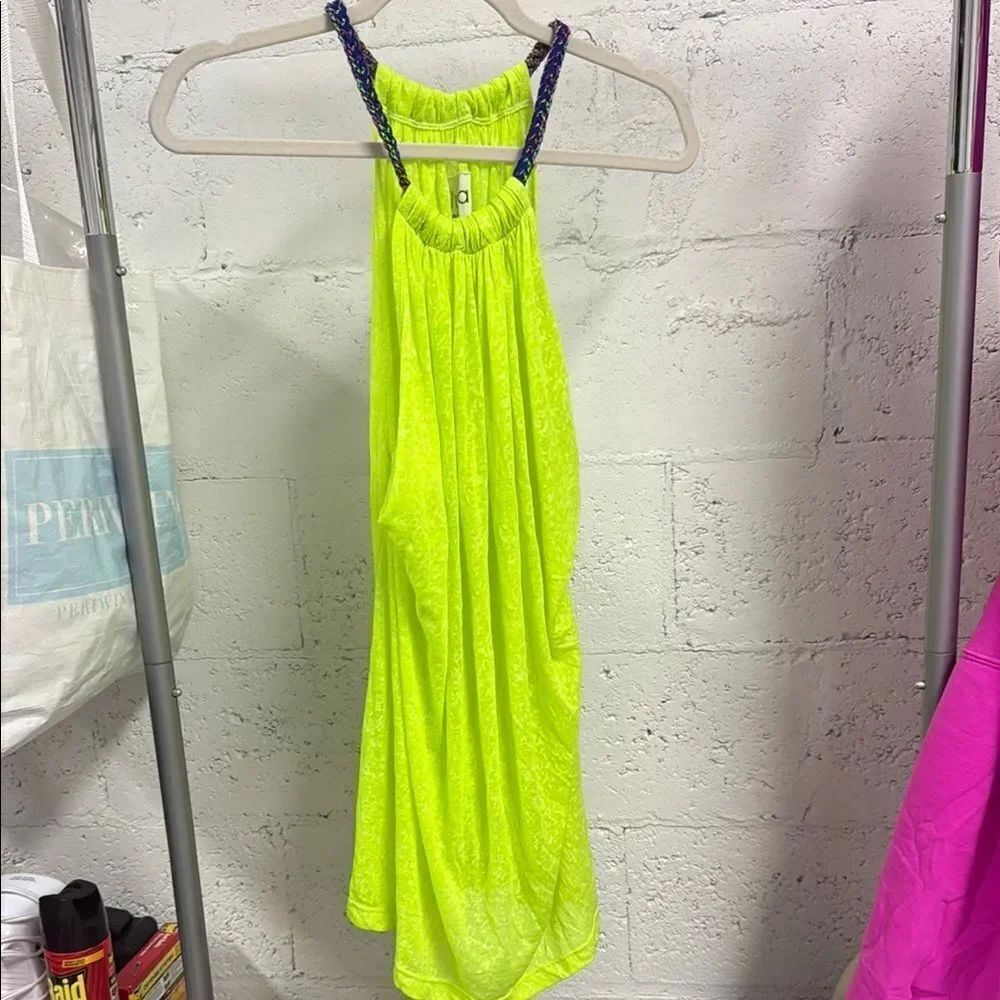Neon Yellow PITUSA Cover Up Dress - Sheer - Petite Colorful Braided Strap